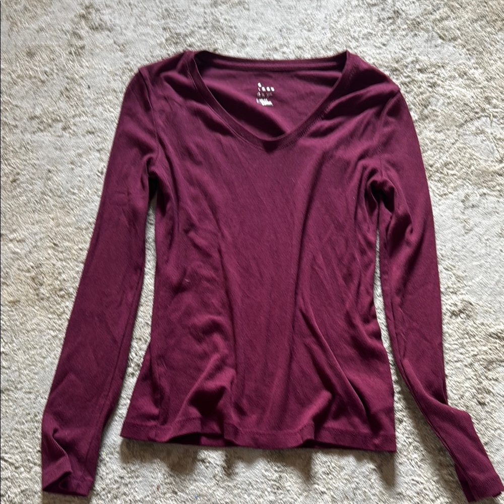 A New Day Red Fitted Long Sleeve Tee